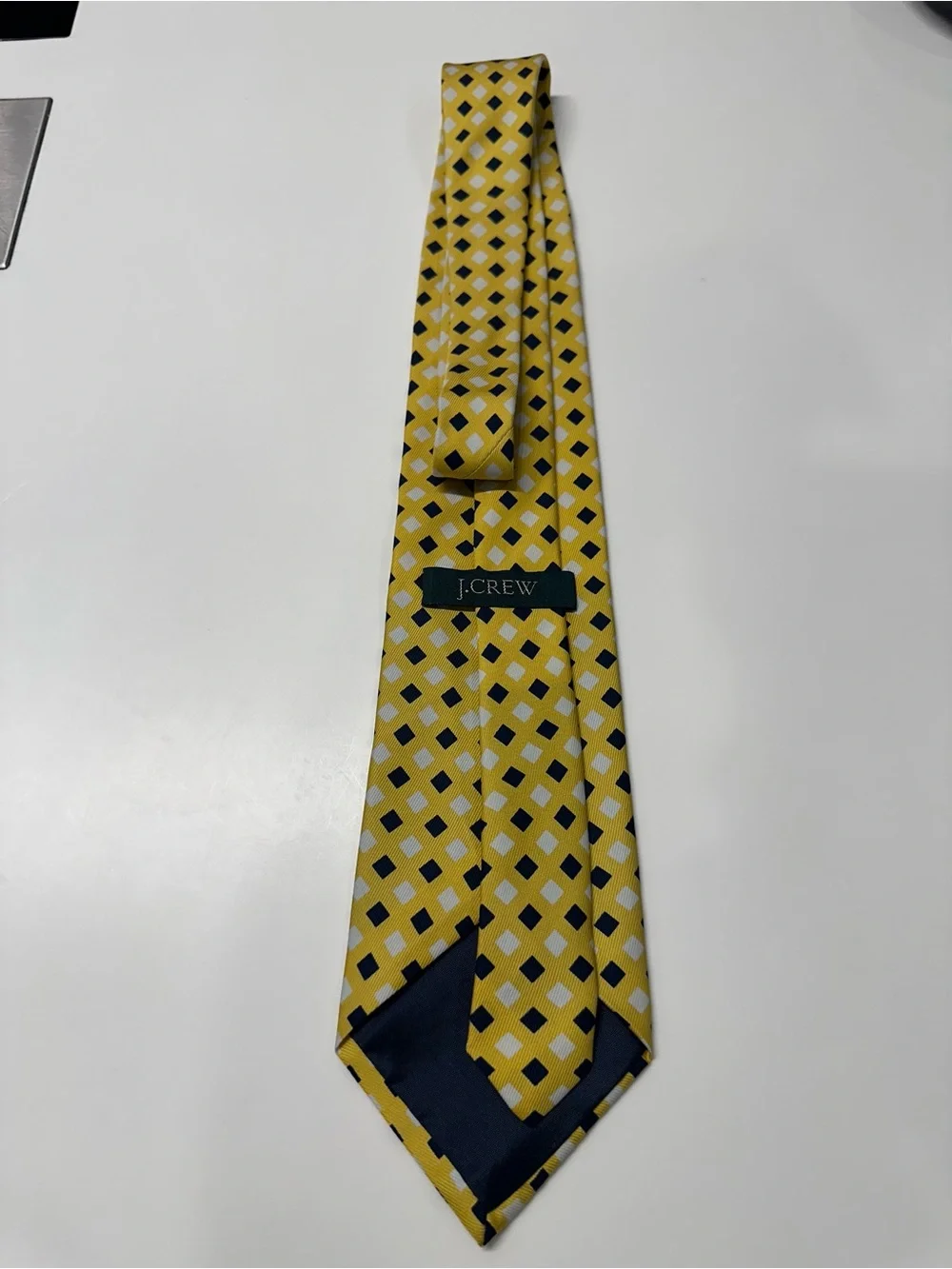 J. Crew Yellow Geometric Silk Tie with Black and White Accents